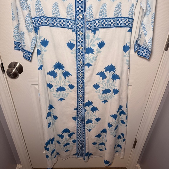 Oliphant Exclusive Jaipur Blue Maxi Shirt Dress - Picture 9 of 14